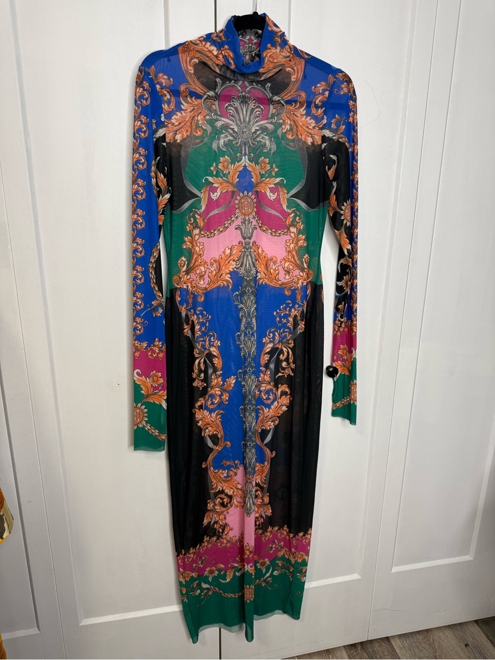 REVOLVE AFRM Bold Patterned Maxi Dress in Black, Blue, Orange & Pink - Sheer -